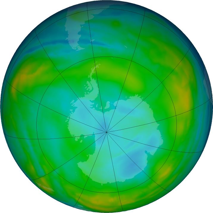 Antarctic ozone map for 26 June 2016